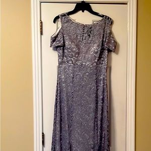 Long Silver Lace Evening/ Ball Gown ( only worn once )